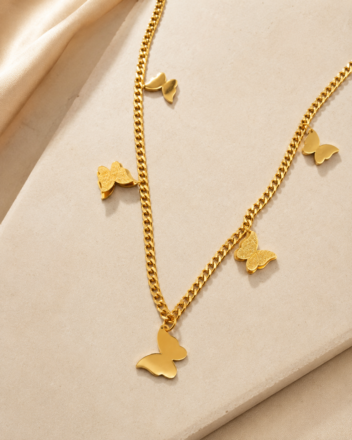 Golden Butterfly Charm Necklace