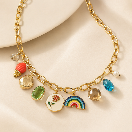 Rainbow Bloom Charm Necklace
