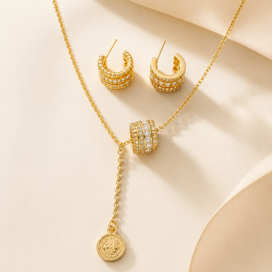 Golden Orbit American Diamond Set
