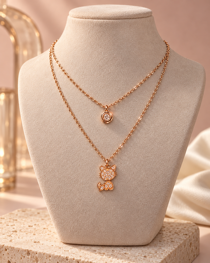 Kitty Solitaire Layered Necklace