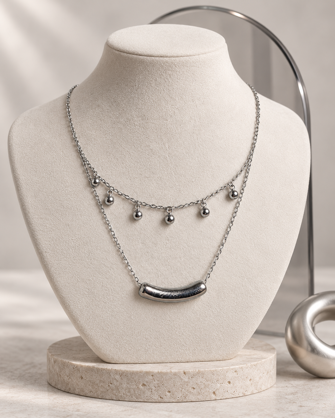 Silver Orbit Layered Choker