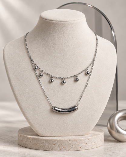 Silver Orbit Layered Choker