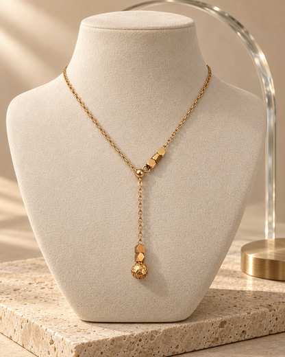 Golden Sphere Y-Necklace