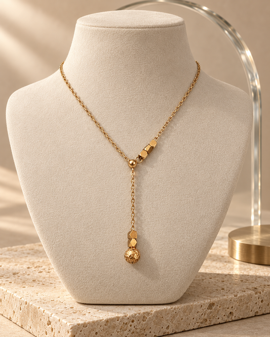 Golden Sphere Y-Necklace
