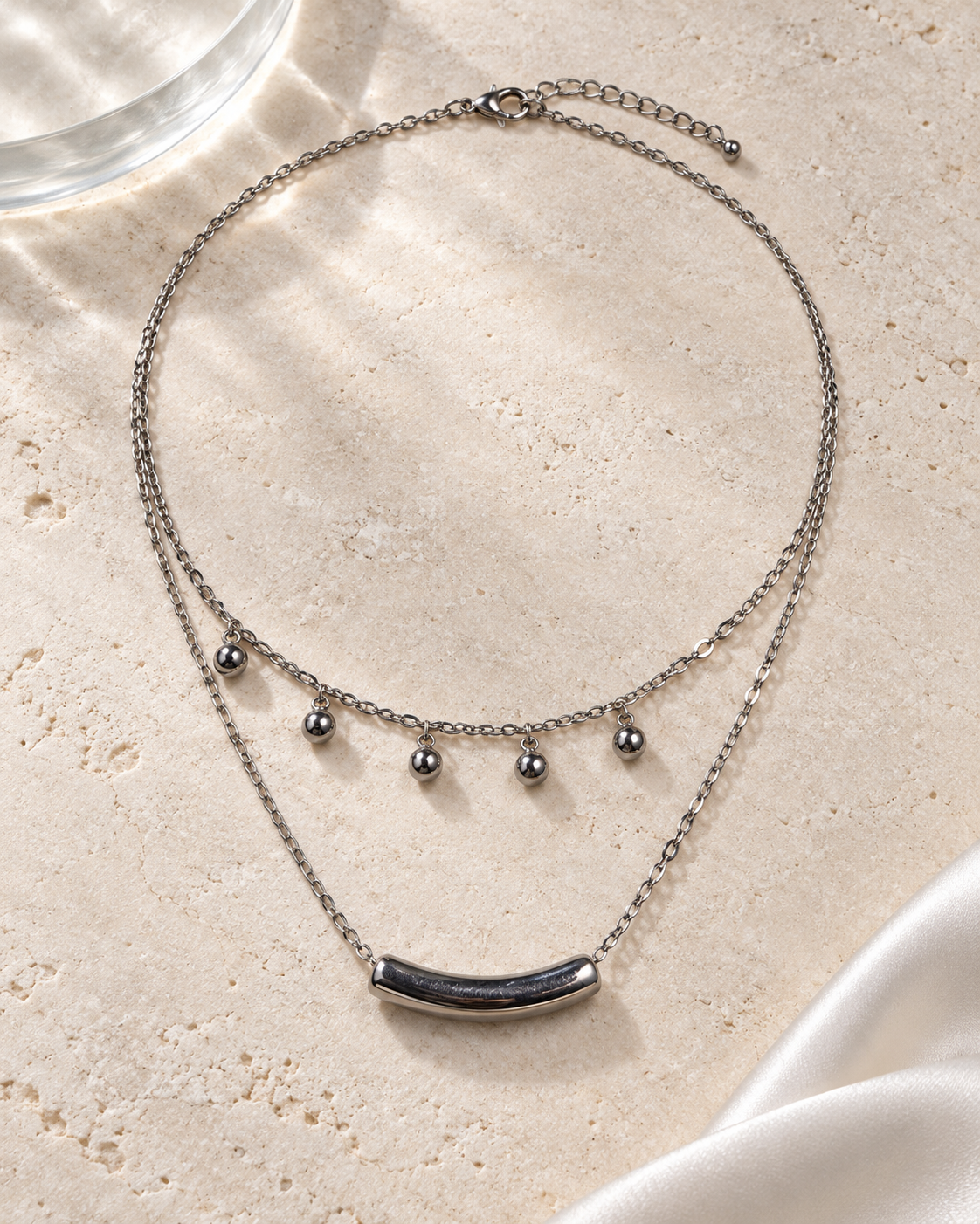 Silver Orbit Layered Choker