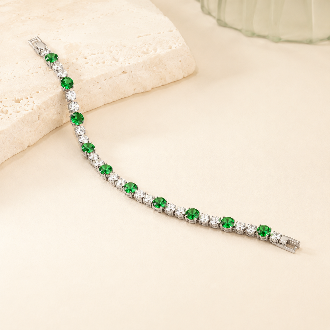 Esmera Green Duet Tennis Bracelet