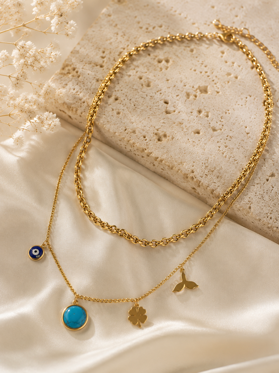 Azure Charm Layered Necklace