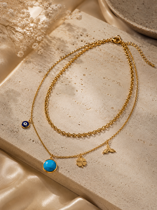 Azure Charm Layered Necklace