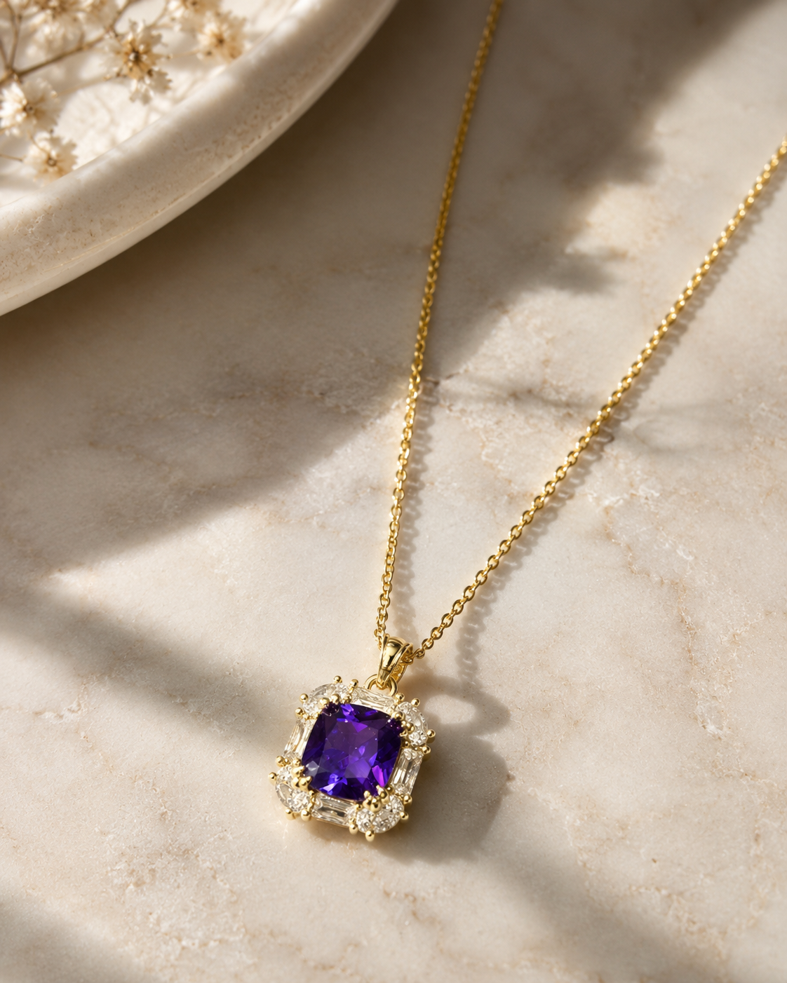 Amara Purple AD Pendant Necklace