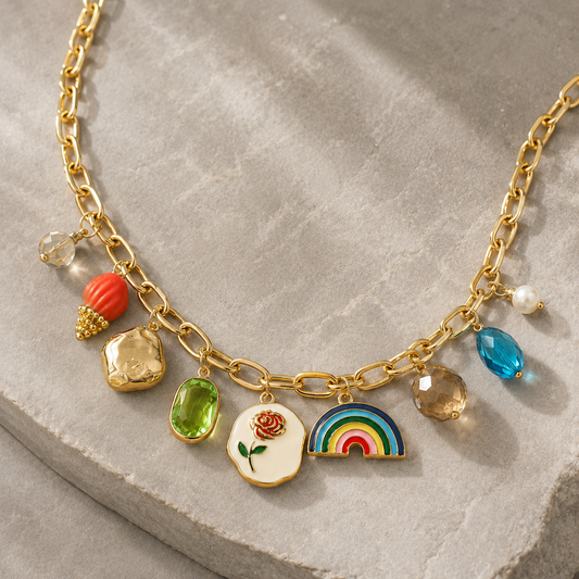 Rainbow Bloom Charm Necklace