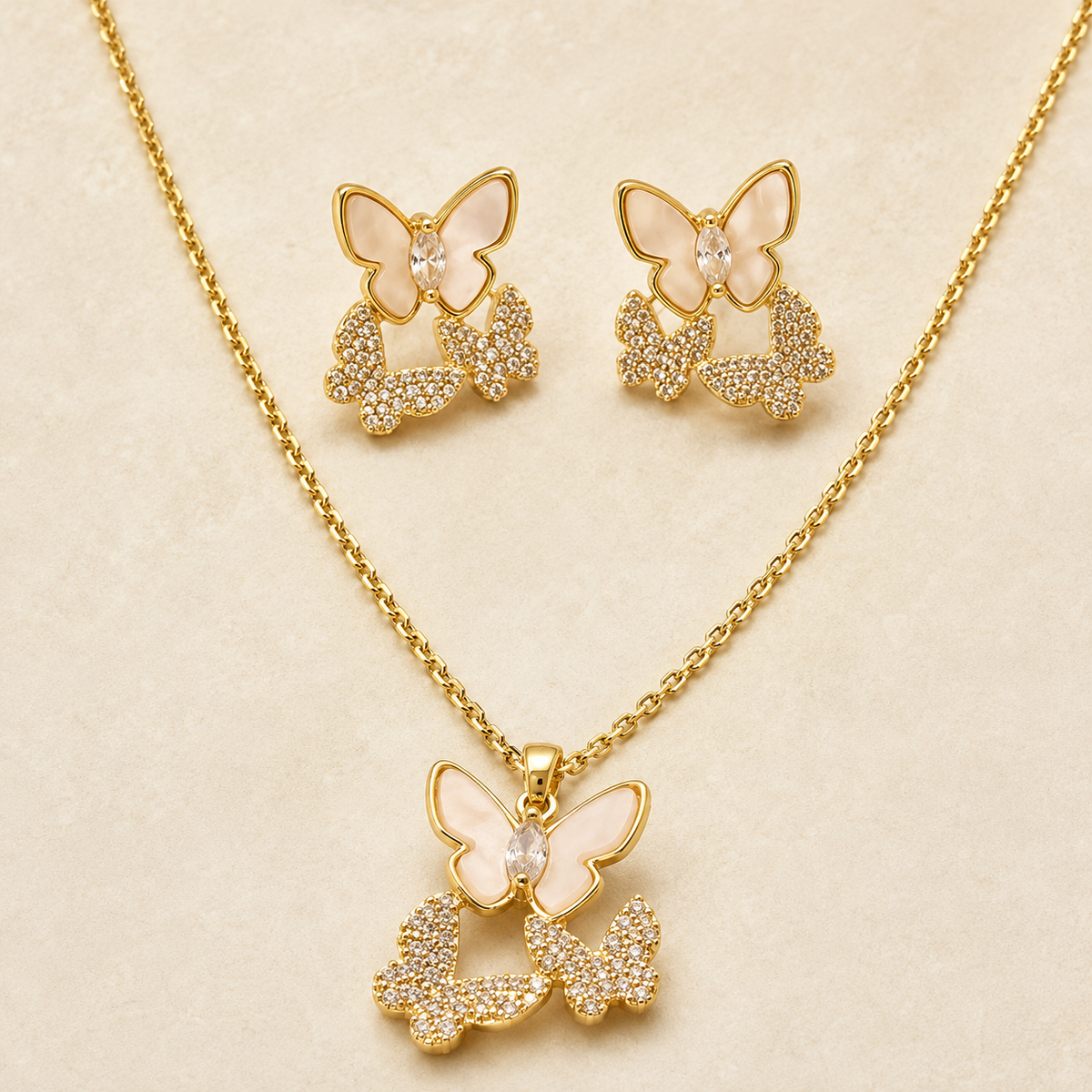 Blush Butterfly Jewellery Set