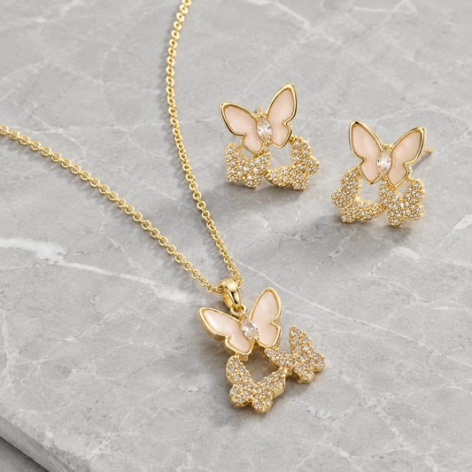 Blush Butterfly Jewellery Set