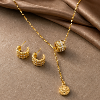 Golden Orbit American Diamond Set