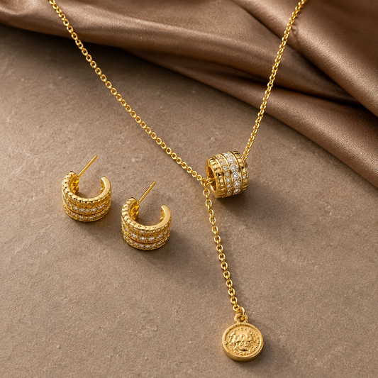 Golden Orbit American Diamond Set