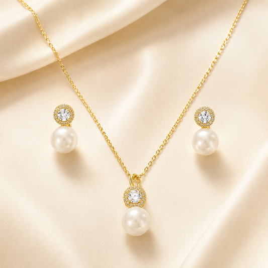 Celeste Pearl American Diamond Set