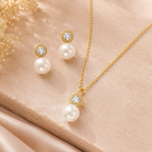 Celeste Pearl American Diamond Set