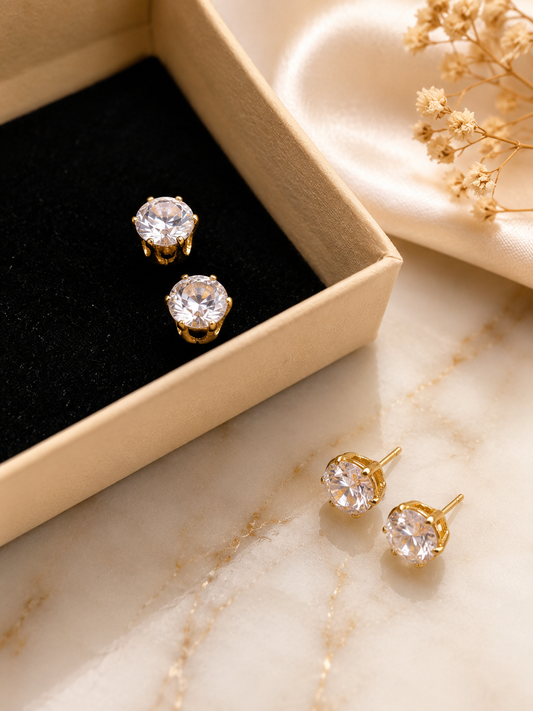 Classic Solitaire American Diamond Studs