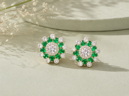 Emerald Bloom American Diamond Studs