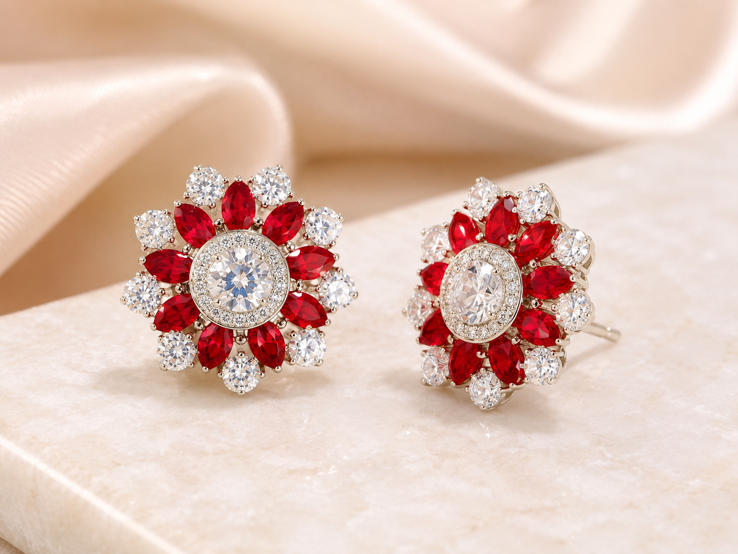 Ruby Bloom American Diamond Studs