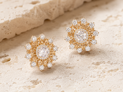 Champagne Bloom American Diamond Studs