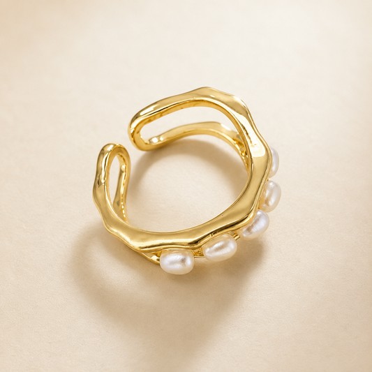 Golden Tide Pearl Ring