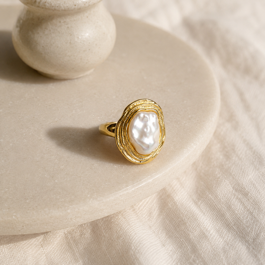 Baroque Pearl Halo Ring