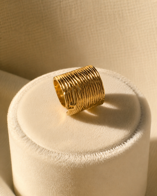 Golden Ripple Cuff Ring