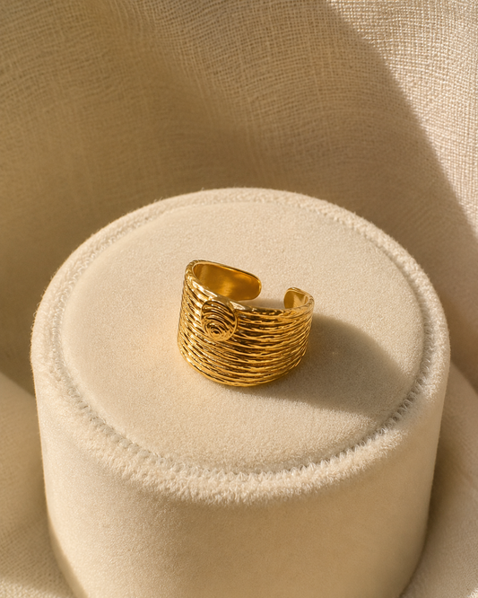 Golden Ripple Cuff Ring