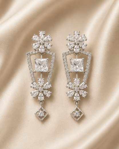 Silver Blossom Drop Earrings