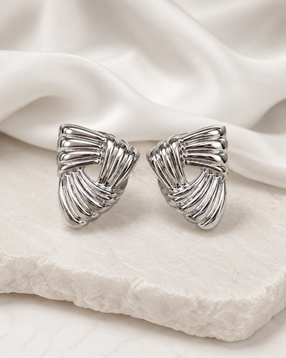 Golden Fan Stud Earrings