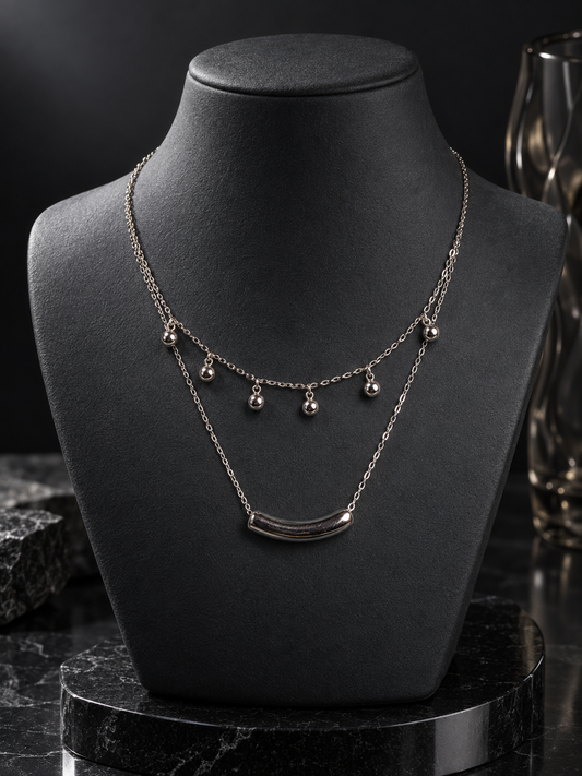 Silver Orbit Layered Choker