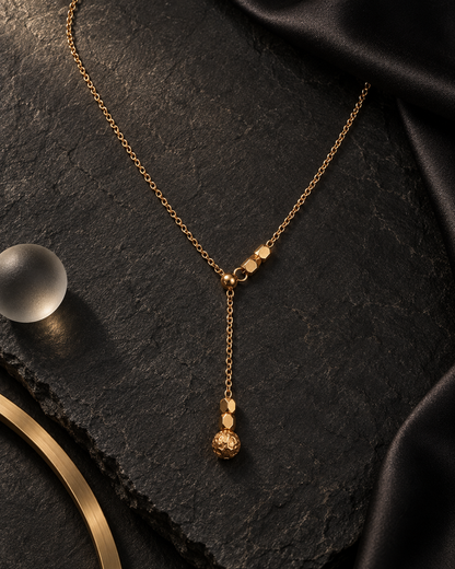 Golden Sphere Y-Necklace