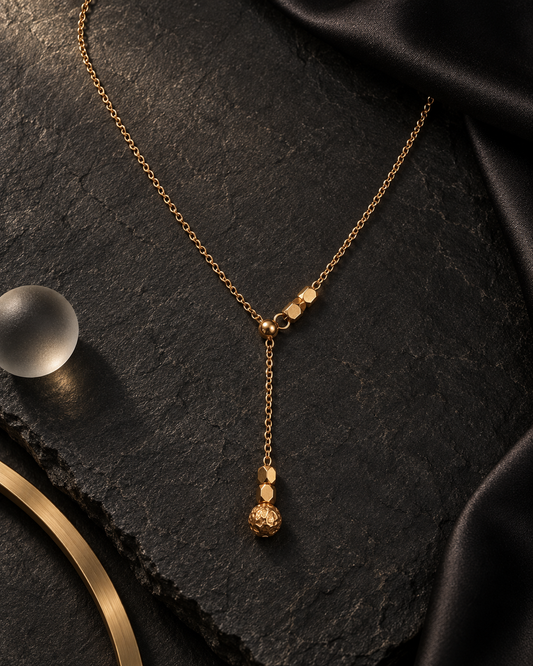 Golden Sphere Y-Necklace