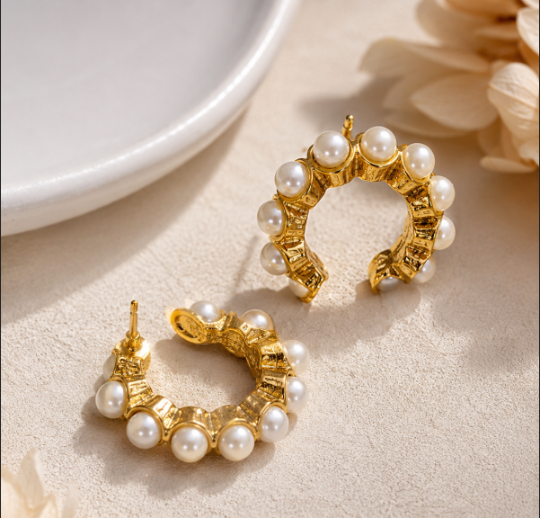 Ziya Pearl Arc Hoops