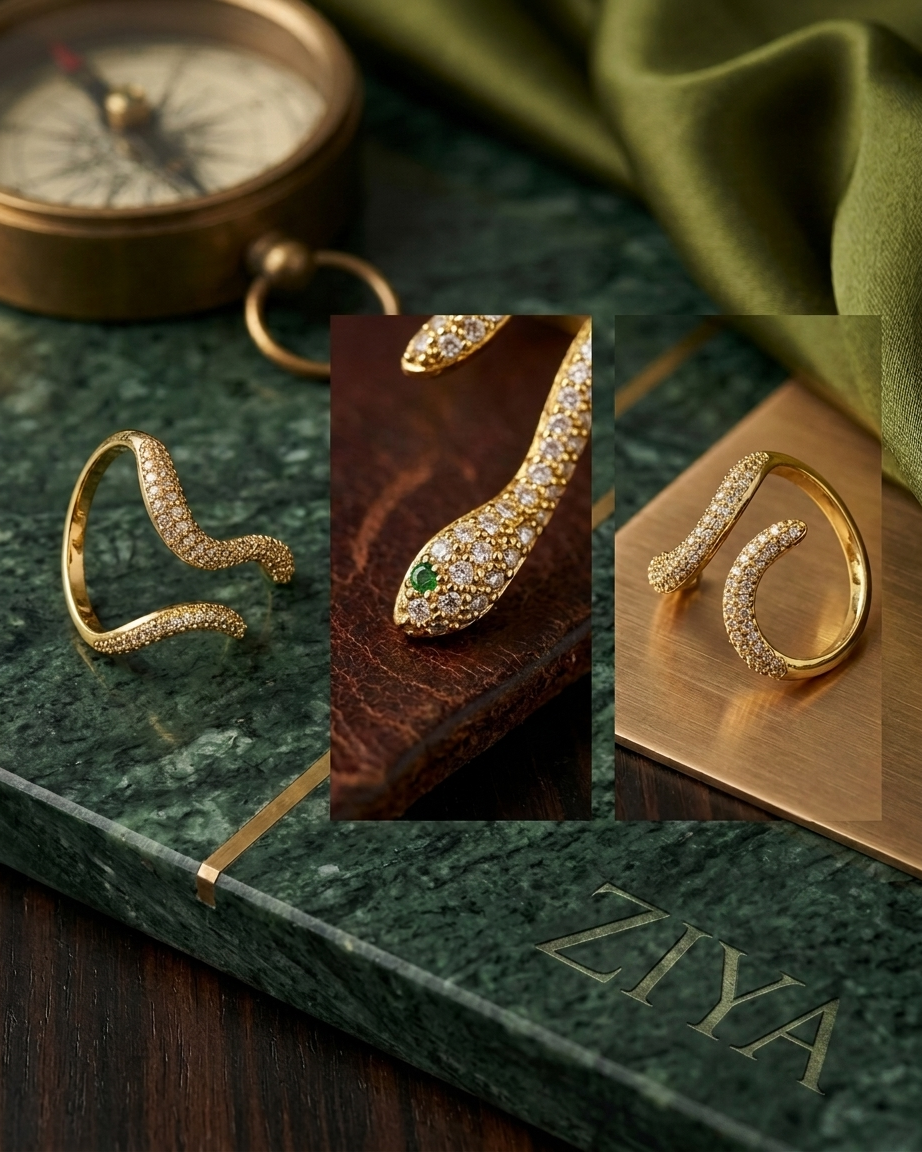 Seraphina Emerald Serpent Ring