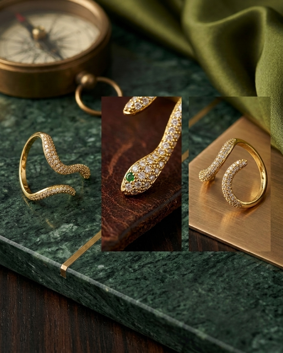 Seraphina Emerald Serpent Ring